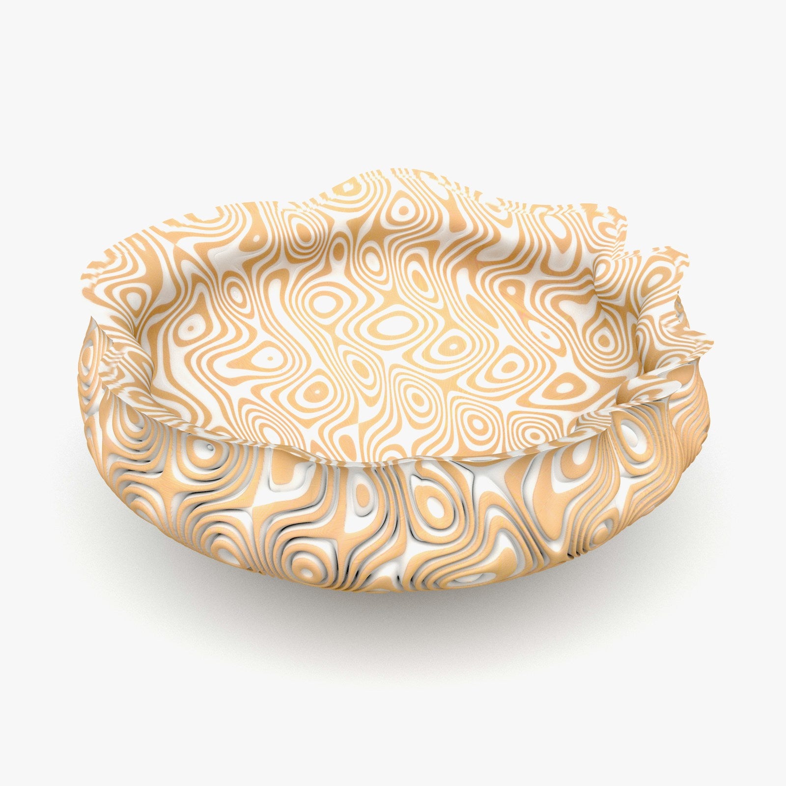 Fabric cover stretched over a bowl on a white studio background