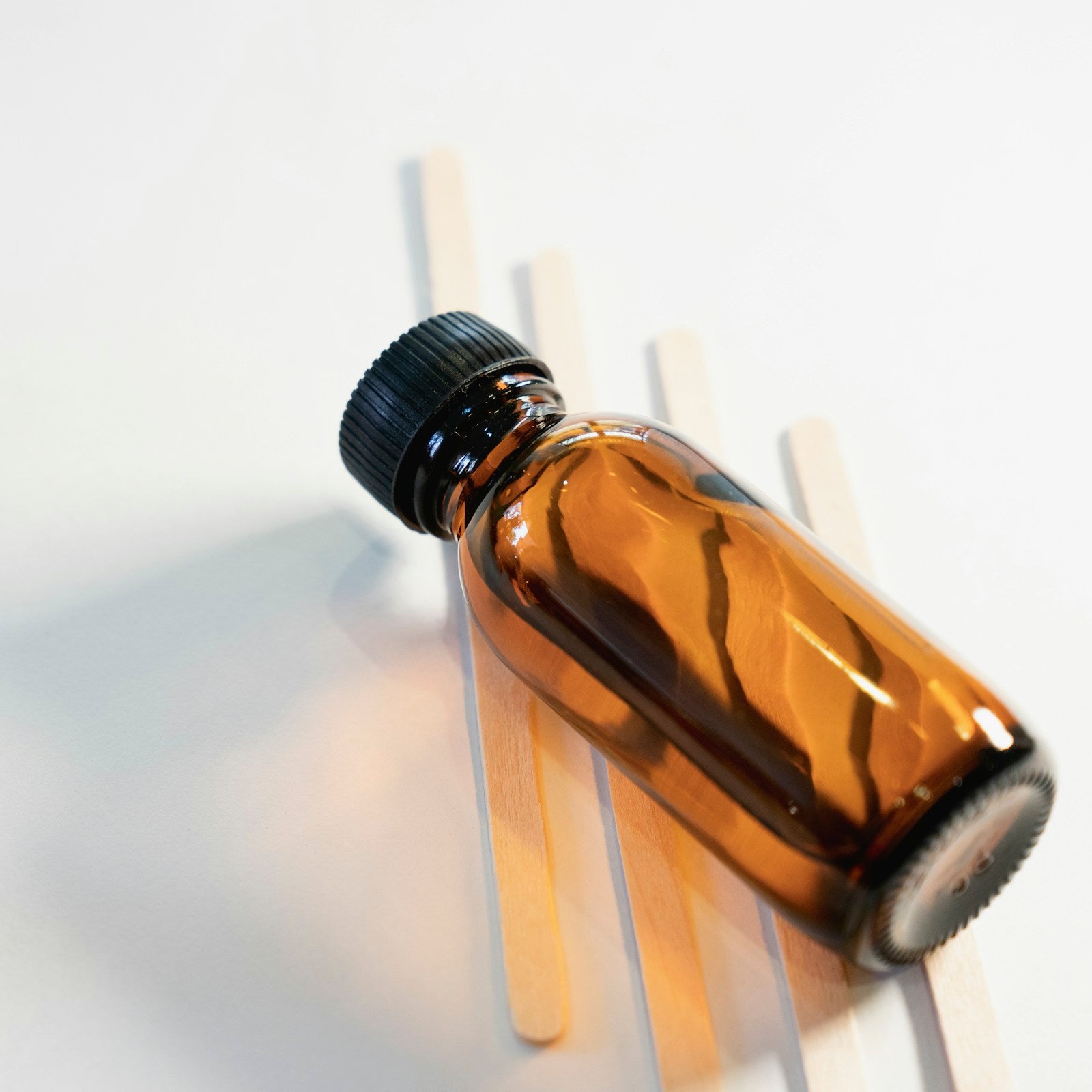 Amber bottle of lavender essential oil
